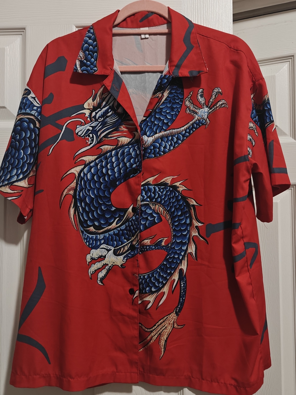Red Dragon Print Short-Sleeve Shirt